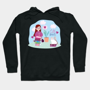 Cats and Books Hoodie